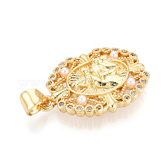 Brass Micro Pave Cubic Zirconia Pendants&nbsp;KK-T071-90G
