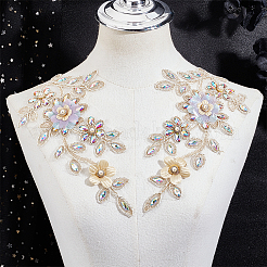 Polyester Rhinestone Embroidery Sew on Appliques&nbsp;DIY-WH20010-40-1