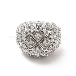 Clear Cubic Zirconia Round Dome Open Cuff Ring&nbsp;RJEW-C055-04P