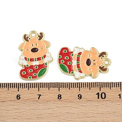 Christmas Deer Theme Alloy Enamel Pendants&nbsp;ENAM-D304-01D-G