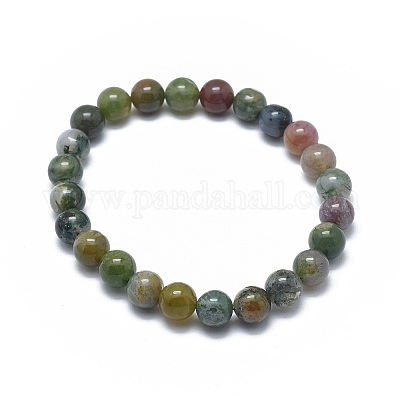 Natural Indian Agate Bead Stretch Bracelets&nbsp;BJEW-K212-B-010-1