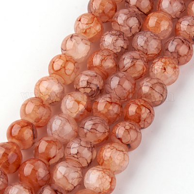 Baking Paint Crackle Glass Bead Strands&nbsp;DGLA-Q023-8mm-YS66-1