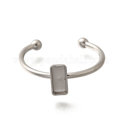 304 Stainless Steel Open Cuff Ring Components&nbsp;STAS-M057-01A-P-1