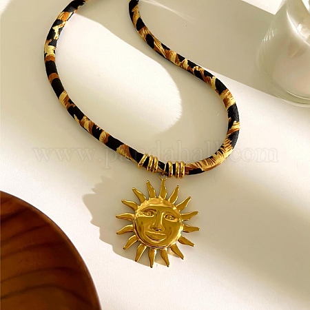 Wholesale 304 Stainless Steel Pendant Leopard Print Flannel