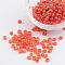 Transparent Rainbow Colours Round Glass Seed Beads, Orange Red, 6/0, 4mm, Hole:1.5mm, about 495pcs/50g