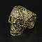 Alloy Rings, Skull, Antique Golden, US Size 8 1/2(18.5mm)