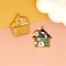 Alloy Enamel Pendants, Blue, House, 29.5x27mm