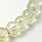 Electorplated Glass Beads, Rainbow Plated, Faceted, Round, Pale Goldenrod, 11x8mm, Hole: 1mm