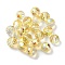Half Plated Glass Beads, Faceted Round, Light Khaki, 10x9mm, Hole: 1.5mm
