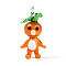 Handmade Lampwork Cartoon Radish Pendants, Dark Orange, 36.5~39.5x19~19.5x15.5~17.5mm, Hole: 2.8~3.2x2.8~3.2mm