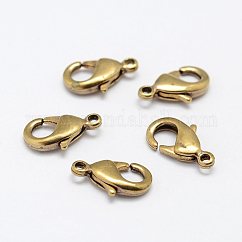 Brass Lobster Claw Clasps, Nickel Free, Raw(Unplated), 10x6x2mm, Hole: 2mm