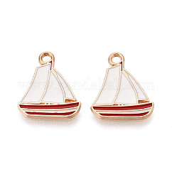 Alloy Enamel Pendants, Sailboat Charms, Golden, White, 18x15x1mm, Hole: 1.8mm
