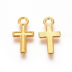 Alloy Pendants, Cross, Golden, 15.5x8.5x1mm, Hole: 1.5mm