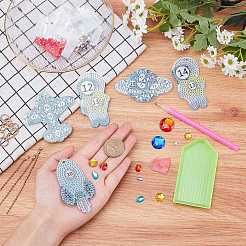DIY 5D Astronaut & Planet & Rocket Diamond Painting Keychain Kit&nbsp;DIY-WH0195-70A