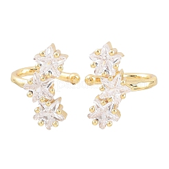 Brass Micro Pave Clear Cubic Zirconia Cuff Earrings&nbsp;EJEW-G471-40G