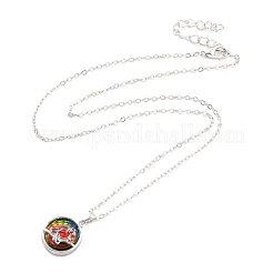 Bird Donut Pendant Necklace for Women&nbsp;NJEW-I113-14P