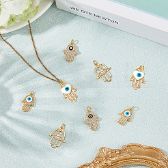8Pcs 4 Styles Brass Micro Pave Cubic Zirconia Pendants&nbsp;KK-BBC0019-79