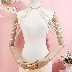 1Pc Round White ABS Plastic Imitation Pearl Beaded Multi-Layered Shoulder Chains&nbsp;AJEW-HY0003-27