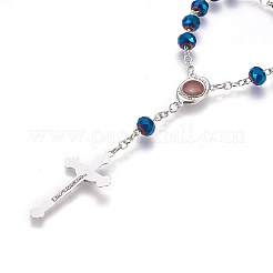 Electroplate Glass Rosary Bead Bracelaets for Easter&nbsp;BJEW-WH0007-02