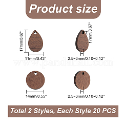 40Pcs 2 Styles Walnut Wood Pendants&nbsp;WOOD-PH0002-34