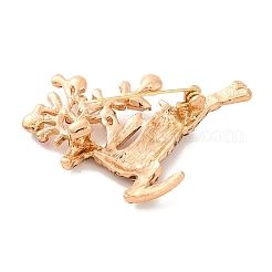 Christmas Alloy Crystal Rhinestone & Plastic Pearl Deer Brooch for Women&nbsp;JEWB-M043-14KCG