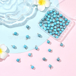 80Pcs 2 Styles Glass & Synthetic Turquoise Pendants&nbsp;PALLOY-SW00128