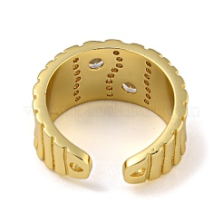 Brass Micro Pave Clear Cubic Zirconia Open Cuff Rings&nbsp;RJEW-Z050-14G