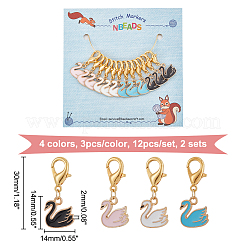 Alloy Enamel Swan Pendant Locking Stitch Markers&nbsp;HJEW-AB00047