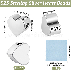 4Pcs 925 Sterling Silver Beads&nbsp;STER-BBC0009-12