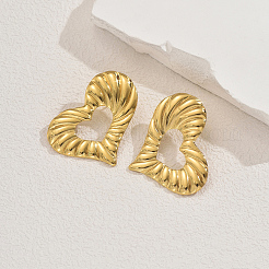 Asymmetrical Hollow Texture Heart 201 Stainless Steel Stud Earrings&nbsp;OS0464