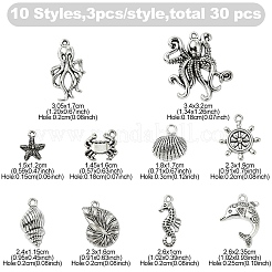 30Pcs 10 Styles Tibetan Style Alloy Pendants&nbsp;FIND-YW0007-08
