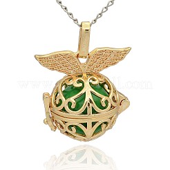 Golden Tone Brass Hollow Round Cage Pendants&nbsp;KK-J237-10G