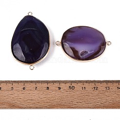 Natural Agate Connector Charms&nbsp;G-Q606-56B-G