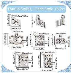 96Pcs 6 Style Tibetan Style Alloy Pendants&nbsp;FIND-SC0008-53