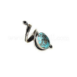 Oval Bohemian Synthetic Turquoise Finger Rings&nbsp;FS-WGBF170-01