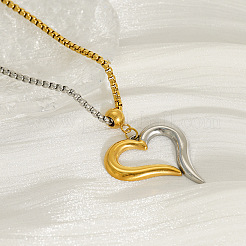 Valentine's Day 304 Stainless Steel Two Tone Heart Pendant Necklaces for Women&nbsp;WG29D85-01