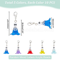 50Pcs 5 Colors Frosted Flower Transparent Acrylic Pendant Decoration&nbsp;HJEW-HY0001-01