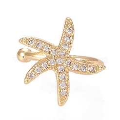 Brass Micro Pave Clear Cubic Zirconia Cuff Earrings&nbsp;EJEW-M195-08G