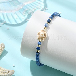 Dyed Natural Freshwater Shell & Synthetic Turquoise Beaded Stretch Bracelets for Women&nbsp;BJEW-JB13883