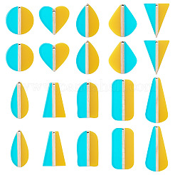 20Pcs 10 Styles Transparent Resin & Natural Wood Pendants&nbsp;RESI-TA0004-47