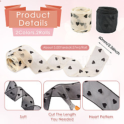2 Rolls 2 Colors Polyester Heart Flocking Ribbon&nbsp;OCOR-TA0002-78