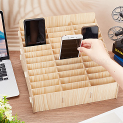 36-Grid Wooden Cell Phone Storage Box&nbsp;AJEW-WH0348-93B