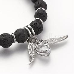Natural Lava Rock Beads Stretch Bracelets&nbsp;BJEW-JB02712