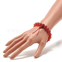 Natural Carnelian Round Beads Stretch Bracelet&nbsp;BJEW-JB07235-04