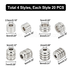 80Pcs 4 Style 304 Stainless Steel Beads&nbsp;STAS-DC0005-57