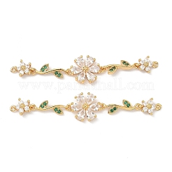 Brass Pave Cubic Zirconia Connector Charms&nbsp;KK-Z139-02G