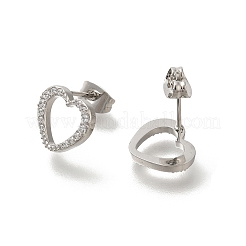 304 Stainless Steel Micro Pave Clear Cubic Zirconia Stud Earrings&nbsp;EJEW-H018-02P-03