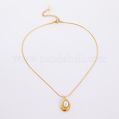 Elegant 304 Stainless Steel with Imitation Pearl Teardrop Pendant Necklaces for Fashionable Women&nbsp;AJ2709