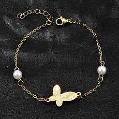 304 Stainless Steel Butterfly Link Bracelets&nbsp;BJEW-C098-01D-G