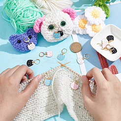 Alloy Enamel Cat Head Pendant Locking Stitch Markers&nbsp;HJEW-AB00080